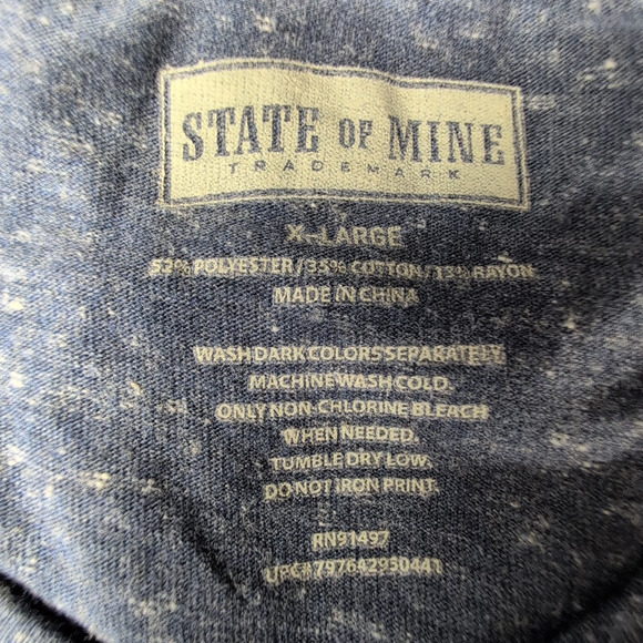 State of Mind Nevada Graphic T-Shirt XL Brown USA Tee Casual - Picture 13 of 16